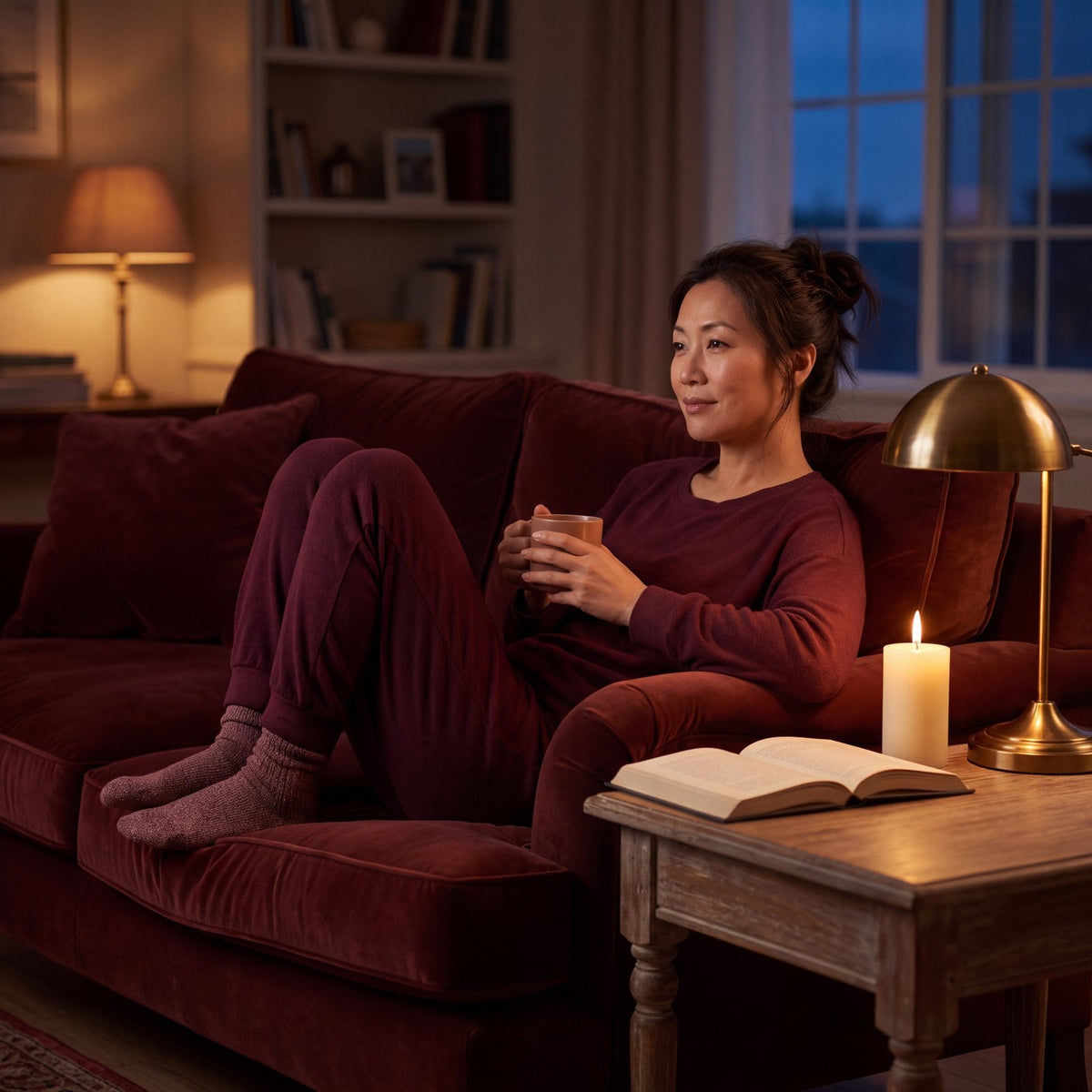 Woman resting at the end of a long day